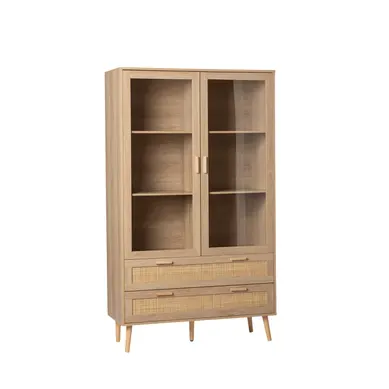 Vitrine Double En Rotin Naturel 100x170cm Vitrine Double En Rotin Naturel 100x170cm