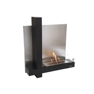 Cheminée À L'éthanol En Verre Et Acier Inox Noir Cheminée À L'éthanol En Verre Et Acier Inox Noir