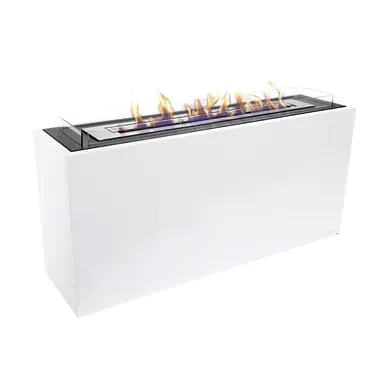 Grande Cheminée À L'éthanol Au Sol En Acier Blanc Et 3 Brûleurs. Grande Cheminée À L'éthanol Au Sol En Acier Blanc Et 3 Brûleurs.