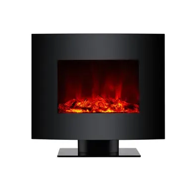 Cheminée électrique 2kw Verre Trempé Noir Avec Télécommande