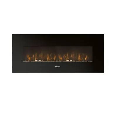 Cheminée électrique Murale Panoramique 2kw En Verre Trempé Noir Avec Télécommande Cheminée électrique Murale Panoramique 2kw En Verre Trempé Noir Avec Télécommande
