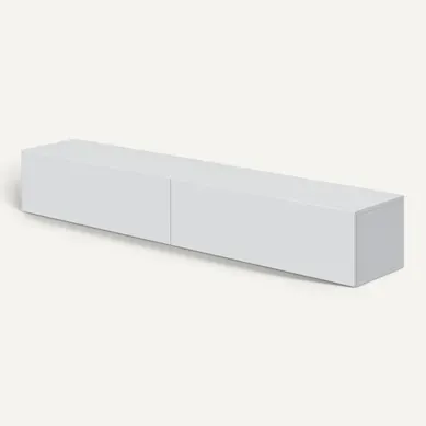 Meuble TV 180cm suspendu ALIZEE blanc brillant vue 3/4