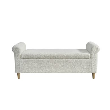 Pouf De Rangement, Couvercle Relevable, Style Scandinave, Blanc