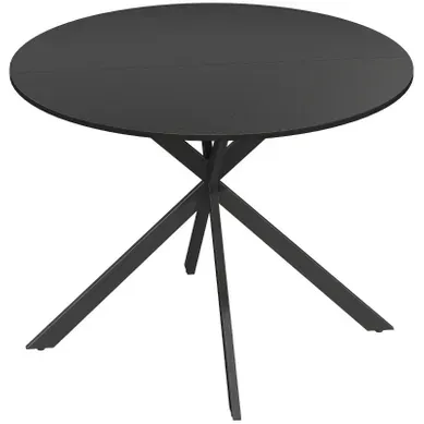 Table à Manger Ronde En Bois Et Métal - Noir - 100x100x75 Cm
