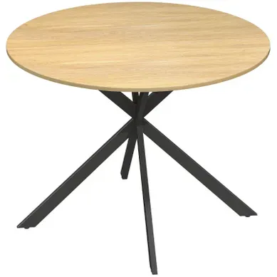 Table à Manger Ronde En Bois Et Métal - Chêne - 100x100x75 Cm