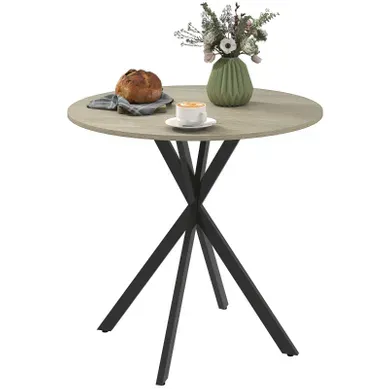 Table à Manger Ronde En Bois Et Métal - Chêne - D.80x75 Cm