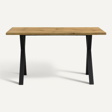 Table à Manger Rectangulaire - Mdf Et Métal - Chêne Et Noir - 140x80x76 Cm Table à Manger Rectangulaire - Mdf Et Métal - Chêne Et Noir - 140x80x76 Cm
