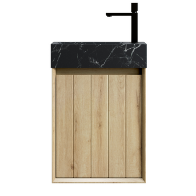 Meuble Vasque Suspendu En Contreplaqué Et Marbre - Chêne Blanc Et Noir - 40 X 22 Cm Meuble Vasque Suspendu En Contreplaqué Et Marbre - Chêne Blanc Et Noir - 40 X 22 Cm