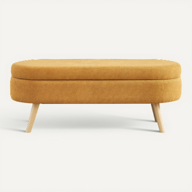 Banc Avec Coffre De Rangement En Chenille - Jaune - 110x40x42 Cm Banc Avec Coffre De Rangement En Chenille - Jaune - 110x40x42 Cm