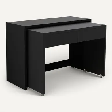 Bureau Compact 2-en-1 Escamotable En Bois - Noir - 110 X 40 X 78 Cm Bureau Compact 2-en-1 Escamotable En Bois - Noir - 110 X 40 X 78 Cm