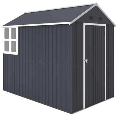 Abri De Jardin En Métal - Gris Et Blanc - 259x172x222 Cm Abri De Jardin En Métal - Gris Et Blanc - 259x172x222 Cm