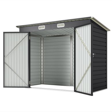 Abri De Jardin En Acier - Gris - 249x121x183 Cm Abri De Jardin En Acier - Gris - 249x121x183 Cm