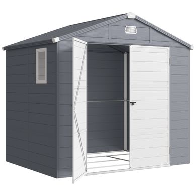 Abri De Jardin - Plastique Et Métal - Gris - 240x190x228 Cm Abri De Jardin - Plastique Et Métal - Gris - 240x190x228 Cm