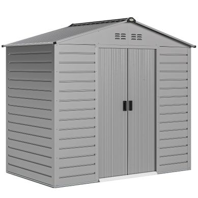 Abri De Jardin En Acier Galvanisé - Gris - 213x131x192 Cm Abri De Jardin En Acier Galvanisé - Gris - 213x131x192 Cm