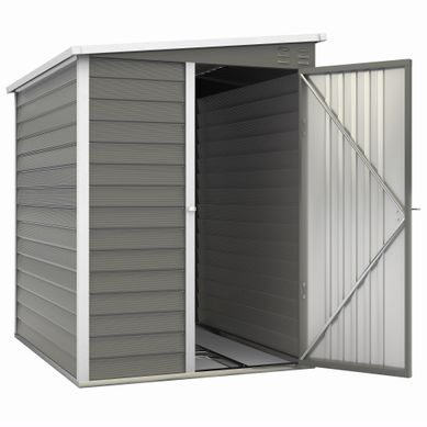 Abri De Jardin Adossable En Acier Galvanisé - Gris - 142 X 184 X 181 Cm Abri De Jardin Adossable En Acier Galvanisé - Gris - 142 X 184 X 181 Cm