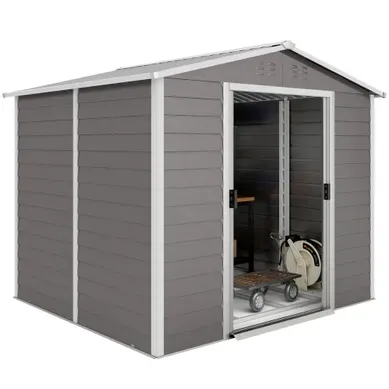 Abri De Jardin En Métal - Gris Clair - 240 X 206 X 198 Cm Abri De Jardin En Métal - Gris Clair - 240 X 206 X 198 Cm