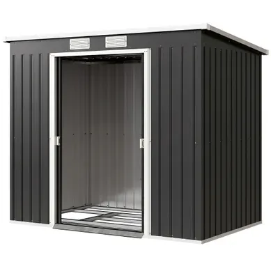 Abri De Jardin En Acier Galvanisé - Gris Foncé - 213x130x172 Cm Abri De Jardin En Acier Galvanisé - Gris Foncé - 213x130x172 Cm