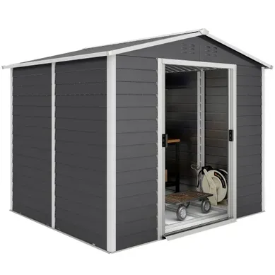 Abri De Jardin En Métal - Gris Foncé - 240x206x198 Cm Abri De Jardin En Métal - Gris Foncé - 240x206x198 Cm