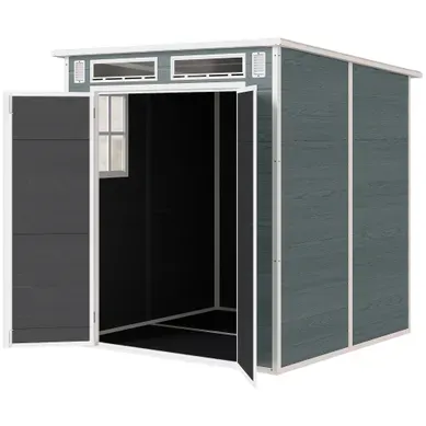Abri De Jardin - Plastique Aspect Bois - Marron - 182x182x196 Cm Abri De Jardin - Plastique Aspect Bois - Marron - 182x182x196 Cm