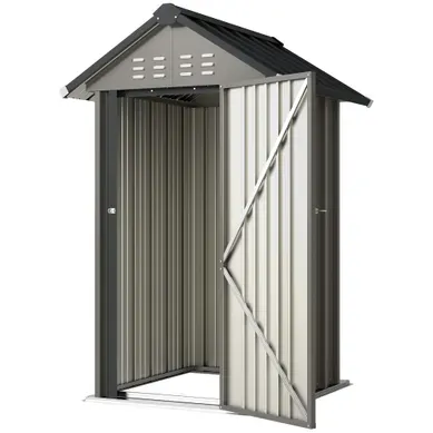 Abri De Jardin En Métal - Gris - 122x121x192 Cm Abri De Jardin En Métal - Gris - 122x121x192 Cm