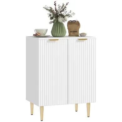Buffet En Mdf Et Métal - Blanc - 60 X 40 X 80 Cm Buffet En Mdf Et Métal - Blanc - 60 X 40 X 80 Cm
