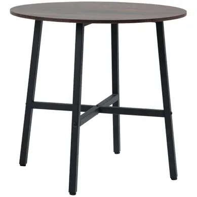Table De Repas En Bois Composite Et Métal - Marron - D.80 X 76 Cm