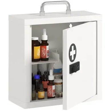 Armoire À Pharmacie Murale - Acier Inoxydable - Blanc - 30x14x30 Cm Armoire À Pharmacie Murale - Acier Inoxydable - Blanc - 30x14x30 Cm