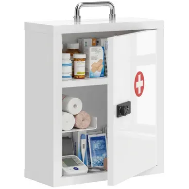 Armoire À Pharmacie Murale - Acier - Blanc - 32 X 14 X 38 Cm Armoire À Pharmacie Murale - Acier - Blanc - 32 X 14 X 38 Cm