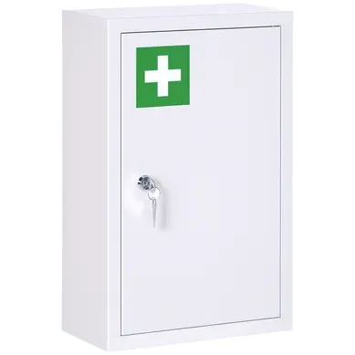 Armoire À Pharmacie Murale En Acier Blanc - 30 X 14 X 46 Cm Armoire À Pharmacie Murale En Acier Blanc - 30 X 14 X 46 Cm