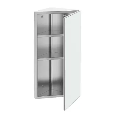 Armoire De Toilette D'angle Avec Miroir - Acier Inoxydable - Argenté - 30x18,4x60 Cm Armoire De Toilette D'angle Avec Miroir - Acier Inoxydable - Argenté - 30x18,4x60 Cm