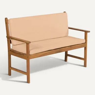 Coussin De Banc Extérieur 2 Pièces - Polyester Imperméable Crème 110x44x37 Cm