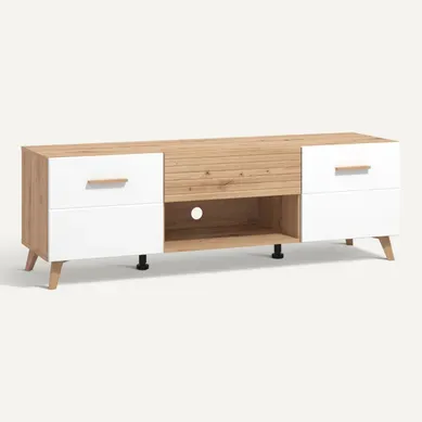 Meuble TV BRETAGNA Blanc Meuble TV BRETAGNA Blanc vue 3/4