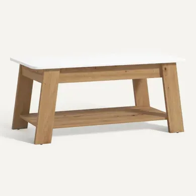 Table basse ELIAS Blanc/ imitation chêne Table basse ELIAS Blanc/ imitation chêne vue 3/4