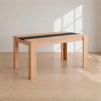 Table à manger L.132,5 cm DOMUS Imitation chêne et noir