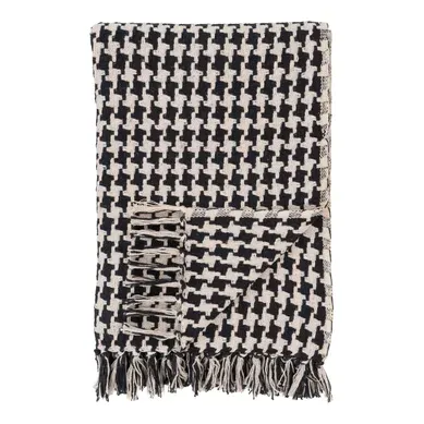 Plaid Side En Coton Recyclé Noir Et Beige 130x180 Cm Plaid Side En Coton Recyclé Noir Et Beige 130x180 Cm