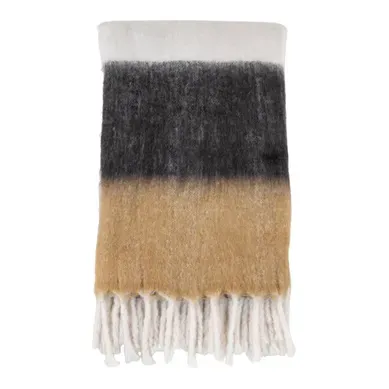 Plaid Sintra En Laine Et Polyester Blanc Gris Marron Avec Franges Plaid Sintra En Laine Et Polyester Blanc Gris Marron Avec Franges