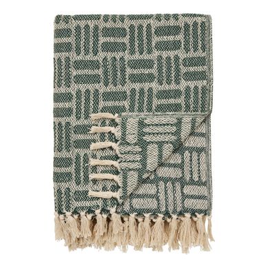Plaid Adana Vert Avec Motif Géométrique Tressé Et Franges 130x180 Cm Plaid Adana Vert Avec Motif Géométrique Tressé Et Franges 130x180 Cm