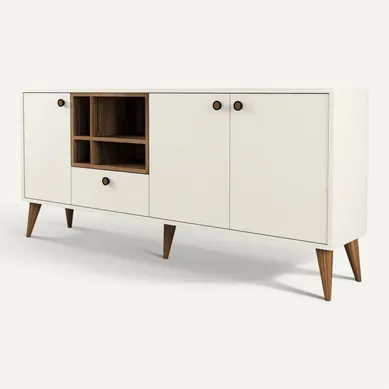 Buffet En Bois "napoli" - 180 X 35 X 81 Cm - Crème