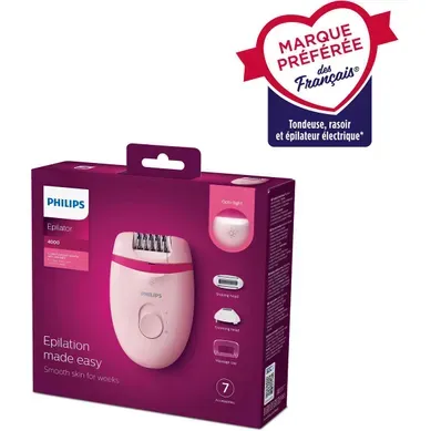 Satinelle Essential Bre285/00 Épilateur Filaire Rose — Opti-light, 2 Vitesses Satinelle Essential Bre285/00 Épilateur Filaire Rose — Opti-light, 2 Vitesses