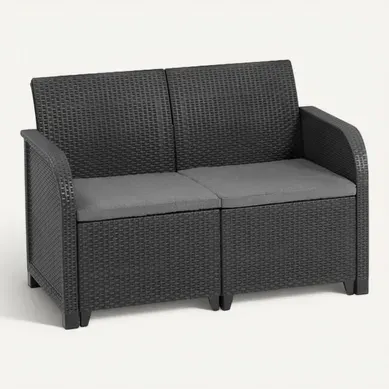 Banquette De Jardin 2 Places Sanremo Résine Imitation Rotin Graphite Banquette De Jardin 2 Places Sanremo Résine Imitation Rotin Graphite
