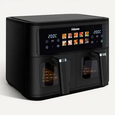 Air Fryer FR-9075 Double TRISTAR panier 9L - 2500W- Noir Air Fryer FR-9075 Double TRISTAR panier 9L - 2500W- Noir vue 3/4