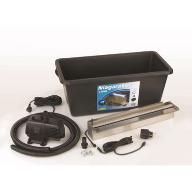 Niagara 60 Kit Cascade LED - Lame Inox 60 Cm, Bassin 65 L, Pompe 3900 L/h Niagara 60 Kit Cascade LED - Lame Inox 60 Cm, Bassin 65 L, Pompe 3900 L/h