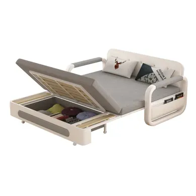 Canapé Convertible Avec Fonction Lit Et Rangement, Pour Petits Espaces Et Salons, 150 Cm,Gris Canapé Convertible Avec Fonction Lit Et Rangement, Pour Petits Espaces Et Salons, 150 Cm,Gris