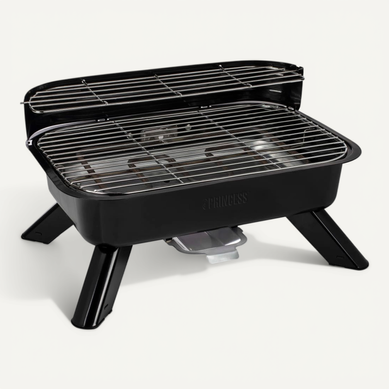 Barbecue Hybride Electrique + Charbon 2000 W Noir Barbecue Hybride Electrique + Charbon 2000 W Noir