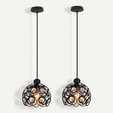 2 Pack Suspension Vintage Industriel E27 Lustre Cristal 20cm Pour Chambre Salon Cuisine Noir 2 Pack Suspension Vintage Industriel E27 Lustre Cristal 20cm Pour Chambre Salon Cuisine Noir