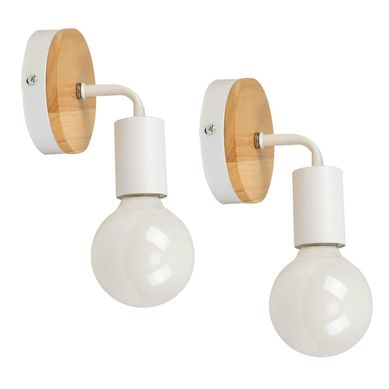 Lot De 2 Lampe Murale Simplicity E27 LED Applique Murale En Fer Bois Pour Chambre Bar Hôtel(blanc) Lot De 2 Lampe Murale Simplicity E27 LED Applique Murale En Fer Bois Pour Chambre Bar Hôtel(blanc)