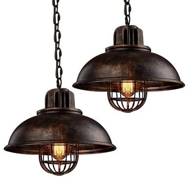 2x Suspension Luminaire Rétro Lampe À Suspension En Fer Métallique Plafonnier Vintage 33cm 2x Suspension Luminaire Rétro Lampe À Suspension En Fer Métallique Plafonnier Vintage 33cm