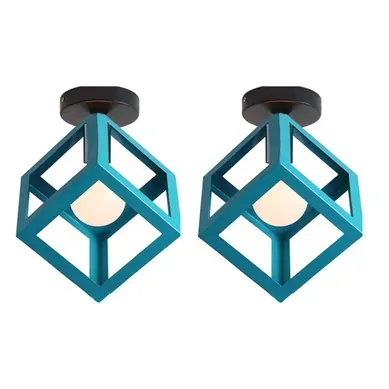 (2x)lampe De Plafond En Forme De Cube Luminaire Plafonnier Moderne Plafonnier Vintage Rétro Bleu (2x)lampe De Plafond En Forme De Cube Luminaire Plafonnier Moderne Plafonnier Vintage Rétro Bleu