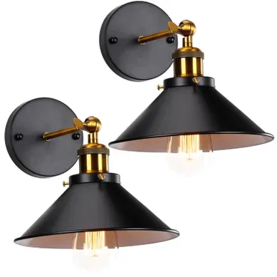 2x Applique Murale Industrielle Rétro Lampe De Plafond Métal Rotation À 180 Degrés Noir 2x Applique Murale Industrielle Rétro Lampe De Plafond Métal Rotation À 180 Degrés Noir