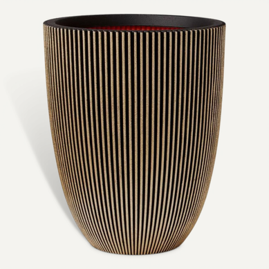 Pot Décoratif Groove 34 X 46 Cm - Noir Mat Et Doré, Double Paroi